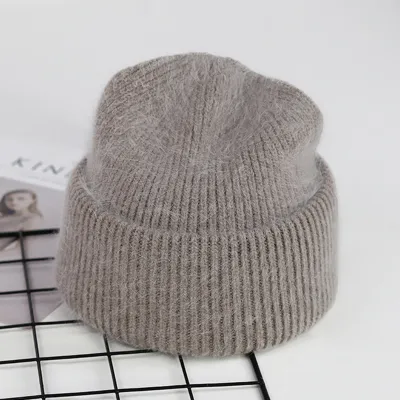 Women Fashion Solid Color Thickened Knitted Beanie Hat