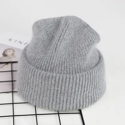 Women Fashion Solid Color Thickened Knitted Beanie Hat