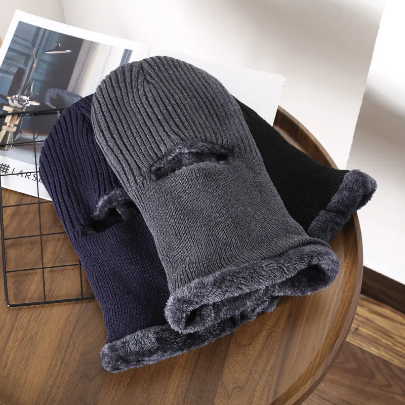 Men's Knitted Exposed Eyes Masked Cold-Proof Wool Hat