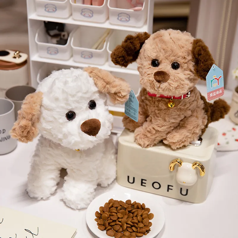 Cute Plush Dog Doll Toy Stuffed Animal with Brushed Rabbit Plush and PP Cotton Fill
