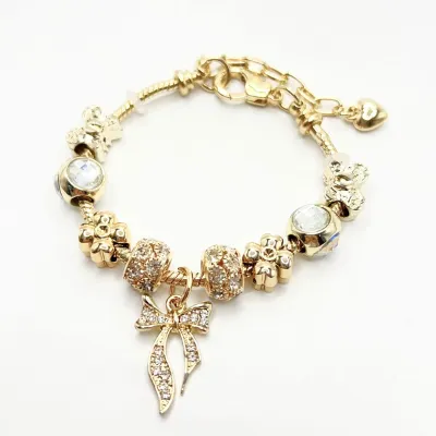 Women Fashion Flower Bowknot Hollowed Beaded Bracelet