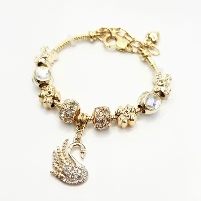 Women Fashion Flower Bowknot Hollowed Beaded Bracelet