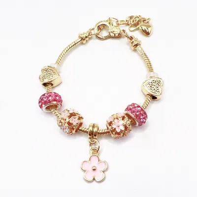 Women Fashion Flower Bowknot Hollowed Beaded Bracelet