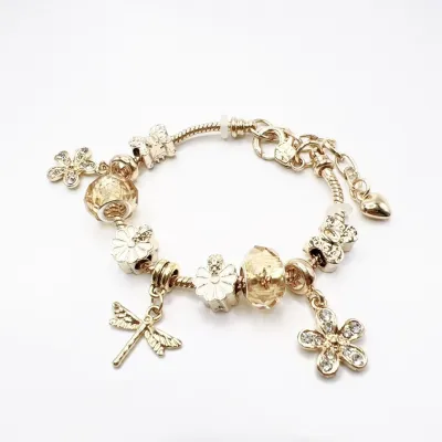 Women Fashion Flower Bowknot Hollowed Beaded Bracelet