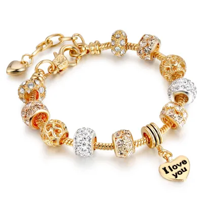 Women Fashion Flower Bowknot Hollowed Beaded Bracelet