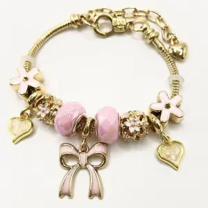Women Fashion Flower Bowknot Hollowed Beaded Bracelet