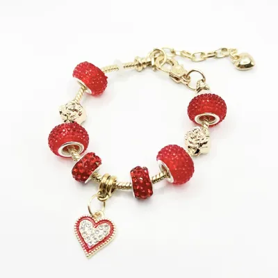 Fashion Fresh Sweet Heart Beaded Hollow Rhinestone Flower Ball Adjustable Bracelet