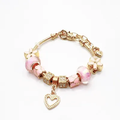 Fashion Fresh Sweet Heart Beaded Hollow Rhinestone Flower Ball Bracelet