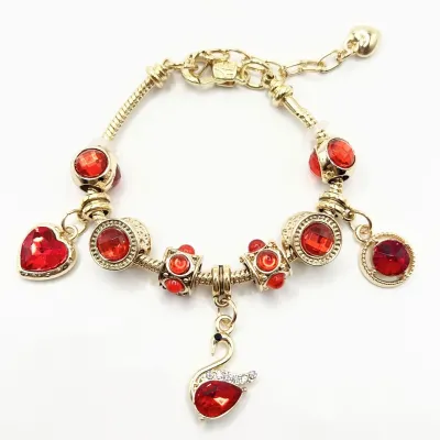 Fashion Fresh Sweet Heart Beaded Hollow Rhinestone Flower Ball Bracelet