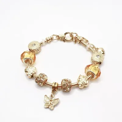 Fashion Fresh Sweet Heart Beaded Hollow Rhinestone Flower Ball Bracelet