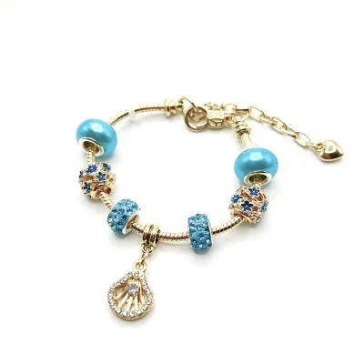 Fashion Fresh Sweet Heart Beaded Hollow Rhinestone Flower Ball Bracelet