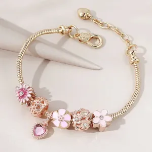 Fashion Fresh Sweet Heart Beaded Hollow Rhinestone Flower Ball Bracelet
