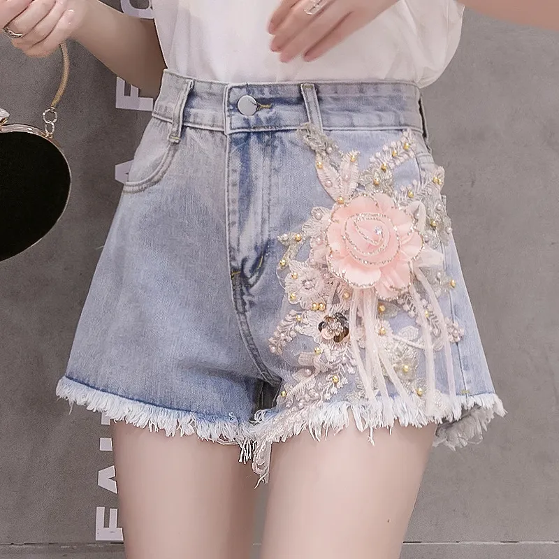 Women High-Waist Denim Shorts Urban Wind Wide Legs