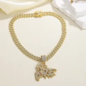 Exaggerated Hip Hop Wind Rhinestone Letter Pendant Necklace