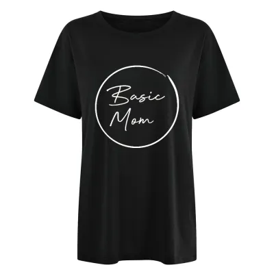 Women's Casual Mother's Day Printed T-Shirt - Street Hipster Style, Polyester Spandex Blend, Loose Fit