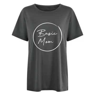 Women's Casual Mother's Day Printed T-Shirt - Street Hipster Style, Polyester Spandex Blend, Loose Fit