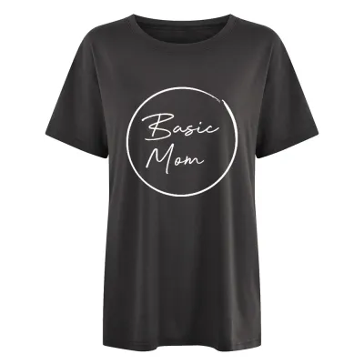 Women's Casual Mother's Day Printed T-Shirt - Street Hipster Style, Polyester Spandex Blend, Loose Fit