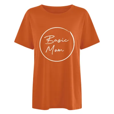 Women's Casual Mother's Day Printed T-Shirt - Street Hipster Style, Polyester Spandex Blend, Loose Fit