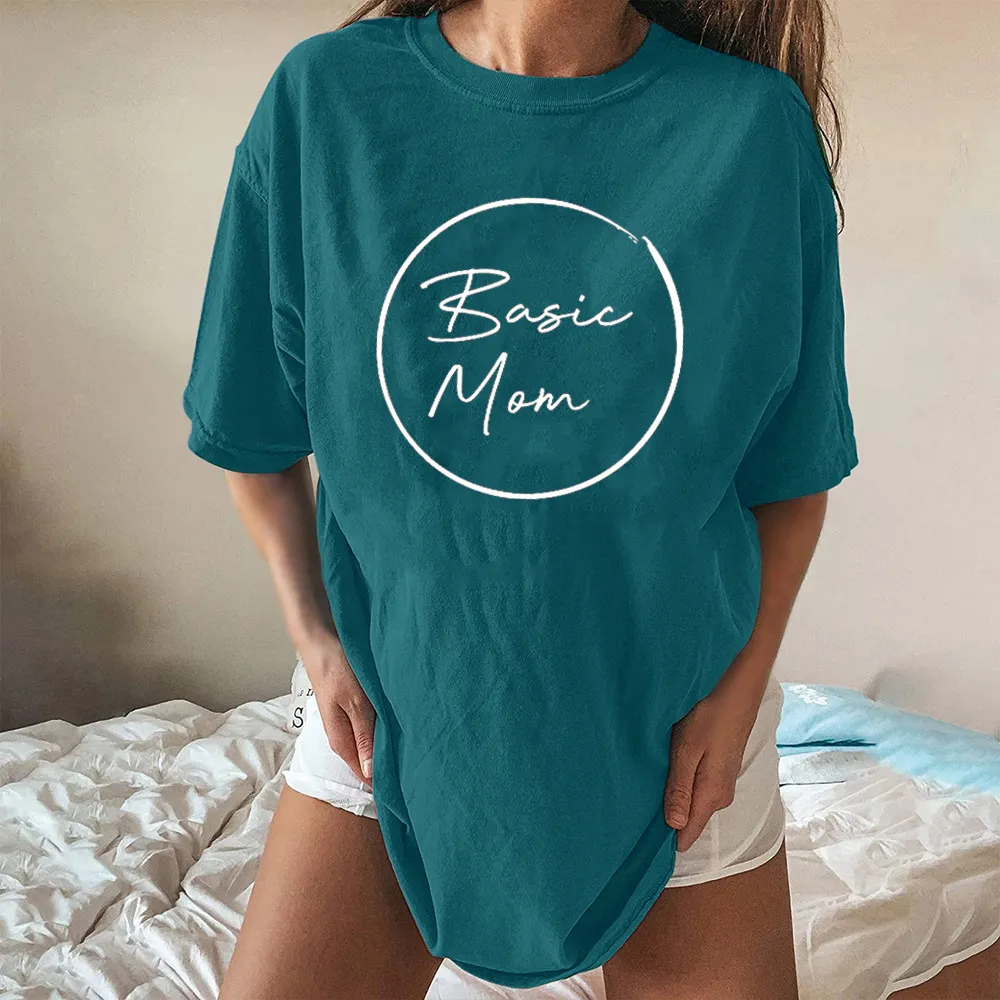 Women's Casual Mother's Day Printed T-Shirt - Street Hipster Style, Polyester Spandex Blend, Loose Fit