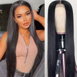 Women Black Long Straight Full Head Cover Wig For Daily Use