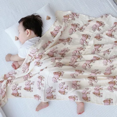 Baby Bamboo Fiber Cotton Gauze Bath Towel Newborn Blanket 120x120cm
