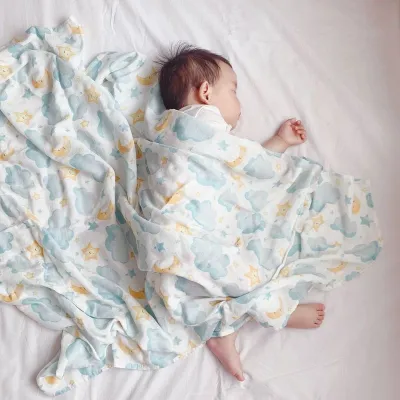 Baby Bamboo Fiber Cotton Gauze Bath Towel Newborn Blanket 120x120cm