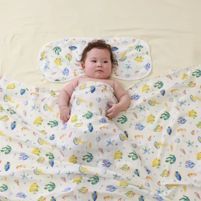 Baby Bamboo Fiber Cotton Gauze Bath Towel Newborn Blanket 120x120cm