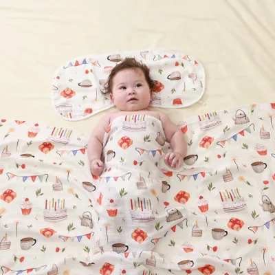 Baby Bamboo Fiber Cotton Gauze Bath Towel Newborn Blanket 120x120cm