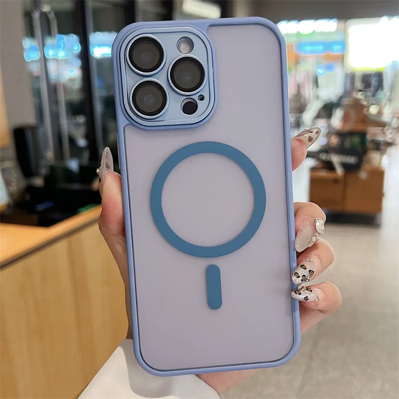 Fashion Simple Solid Color Magnetic Matte Phone Case for Apple