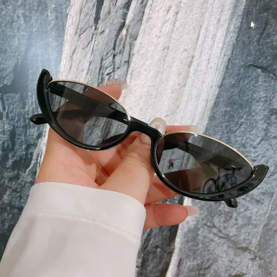 Women Fashion Metal Small PC Oval Frame Cat Eye Sunglasses