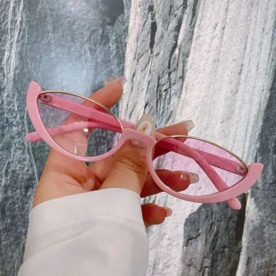 Women Fashion Metal Small PC Oval Frame Cat Eye Sunglasses