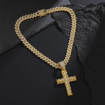 Street Personality Rhinestone Cross Necklace