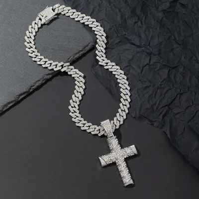 Street Personality Rhinestone Cross Necklace