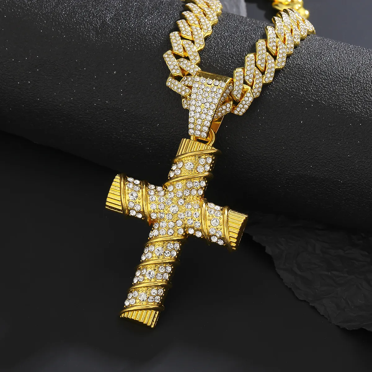 Street Personality Rhinestone Cross Necklace