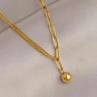 Women Fashion Irregular Gold Titanium Steel Necklace