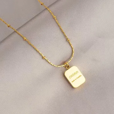Women Fashion Irregular Gold Titanium Steel Necklace