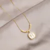 Gold Letter H Smiley Fritillaria Necklace
