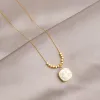 Gold Square Smiley Fritillaria Necklace