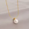 Gold Single Pearl Necklace