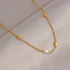 Gold Beanie Pearl Necklace