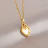 Gold Black White Double-Sided Love Necklace