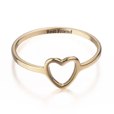 Women Fashion Simple Heart-Shaped Hollow Ring