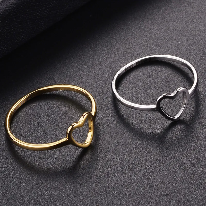 Women Fashion Simple Heart-Shaped Hollow Ring