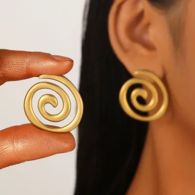 Women Fashion Geometric Irregular Stainless Steel Earrings Instagram Wind Personality Trend