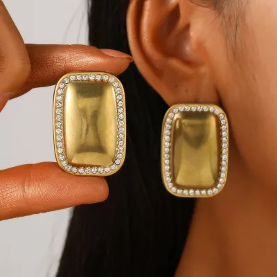 Women Fashion Geometric Irregular Stainless Steel Earrings Instagram Wind Personality Trend