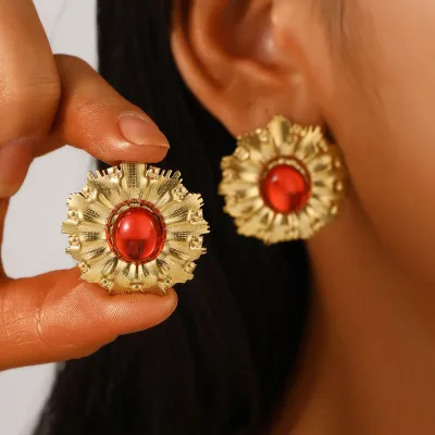 Women Fashion Geometric Irregular Stainless Steel Earrings Instagram Wind Personality Trend