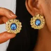 18K Gold Blue Flower K-263