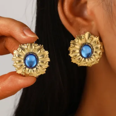 Women Fashion Geometric Irregular Stainless Steel Earrings Instagram Wind Personality Trend