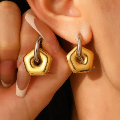 Women Fashion Geometric Irregular Stainless Steel Earrings Instagram Wind Personality Trend