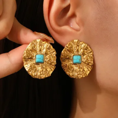Women Fashion Geometric Irregular Stainless Steel Earrings Instagram Wind Personality Trend